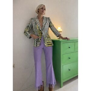 Manila Grace Abstract Print Double Breasted Blazer Abstract Print IT 44 NWT